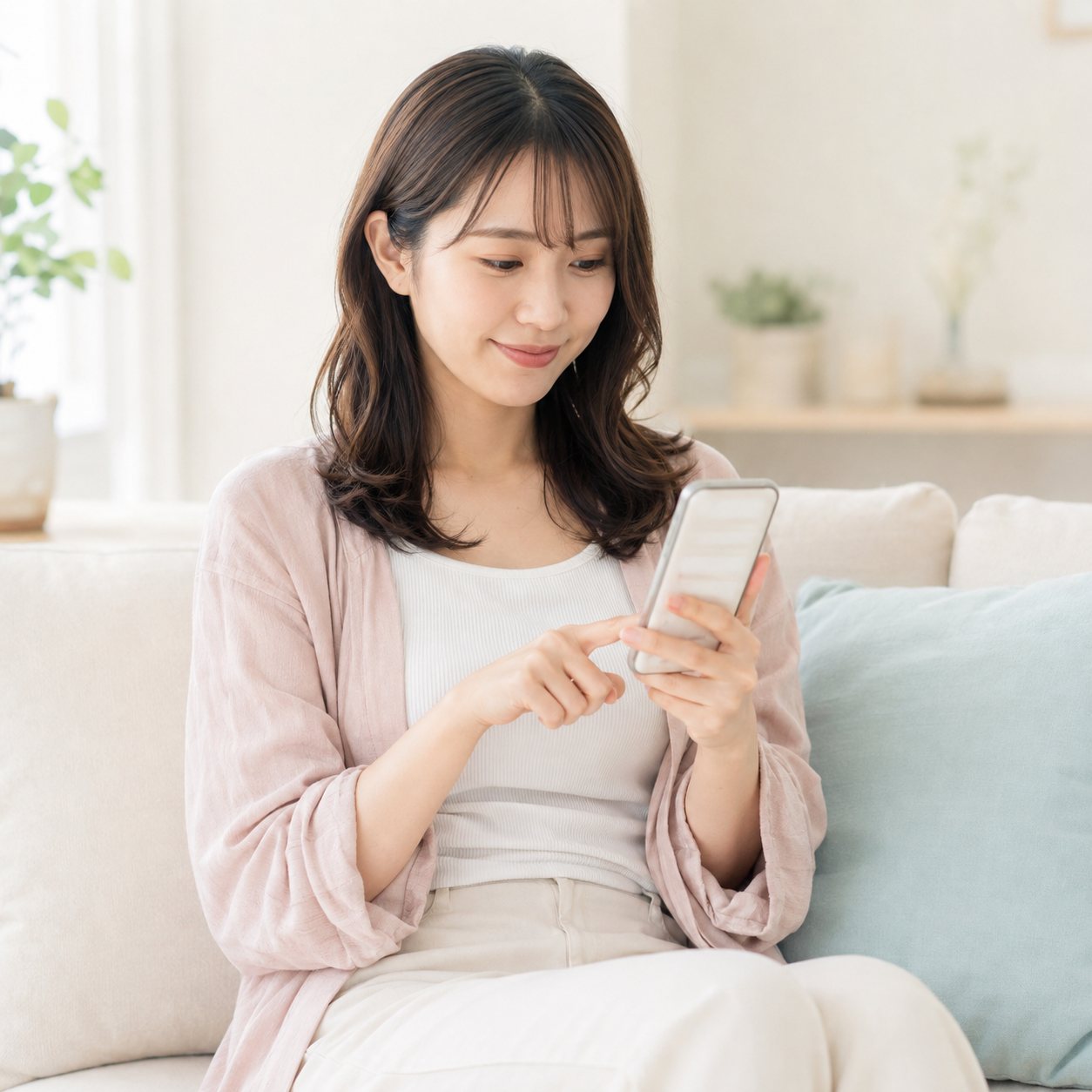 スマホでアンケートに答える様子